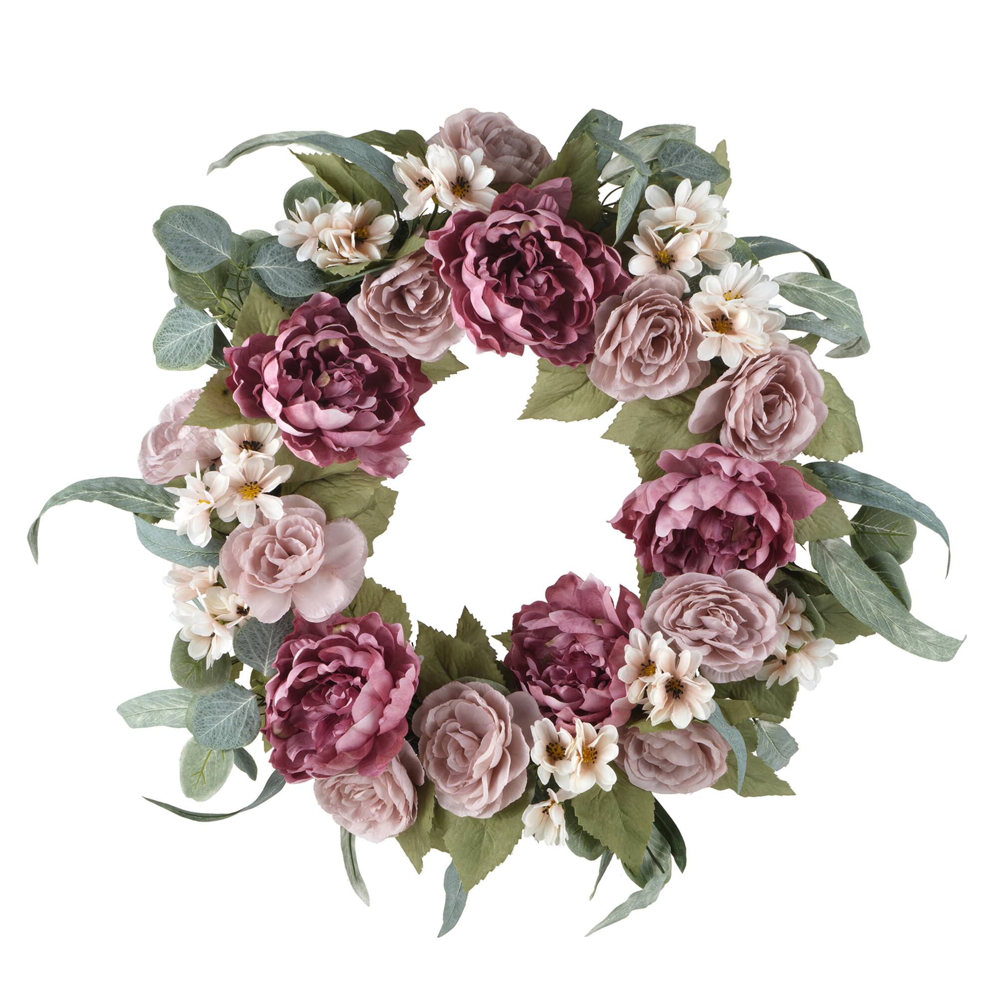 22" Pink Peony & Ranunculus Mix Wreath by Ashland®
